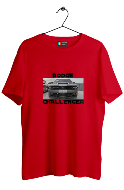 Футболка чоловіча з принтом "Додж челенджер". Автомобіль, американська легенда, додж челенджер, культове авто, масл кар, потужний автомобіль. 2070702