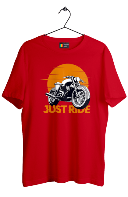 Футболка чоловіча з принтом "Мотоцикл, Просто Їдь". Дорога, їзда, мотоцикл. 2070702