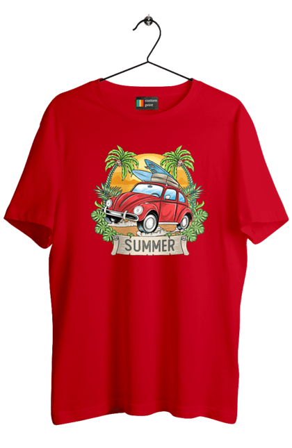 Men`s t-shirt with prints Summer, Car And Palm Trees. Palm trees, relaxation, summer. 2070702