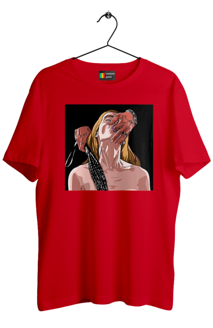 Футболка чоловіча з принтом "Дівчина У Полоні Чоловіка З Батогами". Батіг, пристрасть, смоктати. 2070702