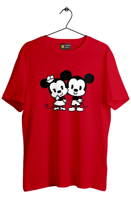 Футболка мужская с принтом Микки Маус и Минни Маус. Mickey mouse, minnie mouse, дисней, микки, микки маус, минни маус, мультфильм. 2070702