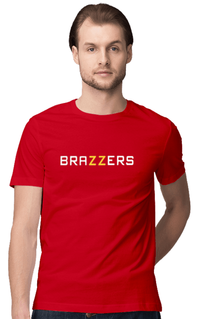Футболка чоловіча з принтом "Brazzers". Brazzers, hub, porn, porn hub, pornhub, бразерс, браззерс, зсу, порно хаб, порнохаб. 2070702