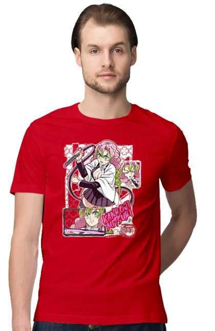 Men's t-shirt with prints Demon Slayer Mitsuri. Anime, demon slayer, giyu tomioka, manga, mitsuri, mitsuri kanroji, serial. 2070702