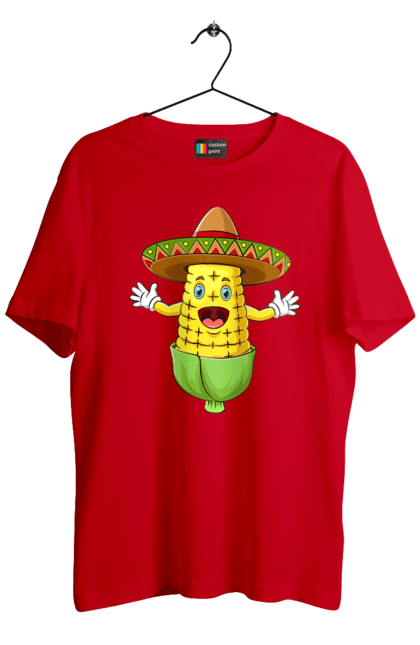 Футболка чоловіча з принтом "Кукурудза Сомбреро". Їжа, кукурудза, сомбреро. 2070702