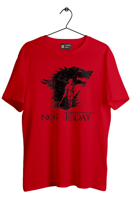 Men's t-shirt with prints Game of Thrones Arya. Arya, game, got, not today, stark, starks, thrones, tv show, wolf, wolves. 2070702