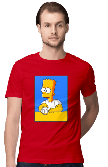 Футболка чоловіча з принтом "Барт любитель пива". Барт, барт сімпсон, мультперсонажі, мультфільми, сімпсони, український прапор. 2070702