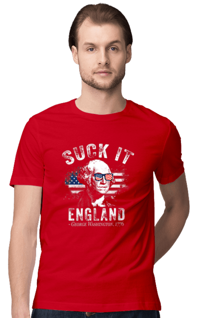 Men's t-shirt with prints Suck It, England. American spirit, england, george washington, independence, meme, patriotism, sarcasm, usa. 2070702