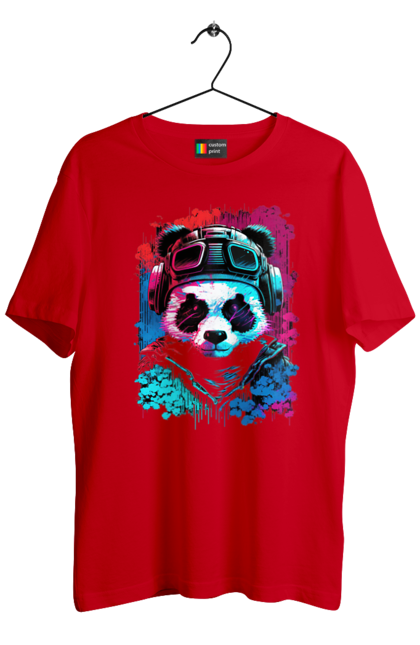 Футболка чоловіча з принтом "Панда в VR шолом". Віртуальна реальність, гік, панда, персонаж, шолом. 2070702