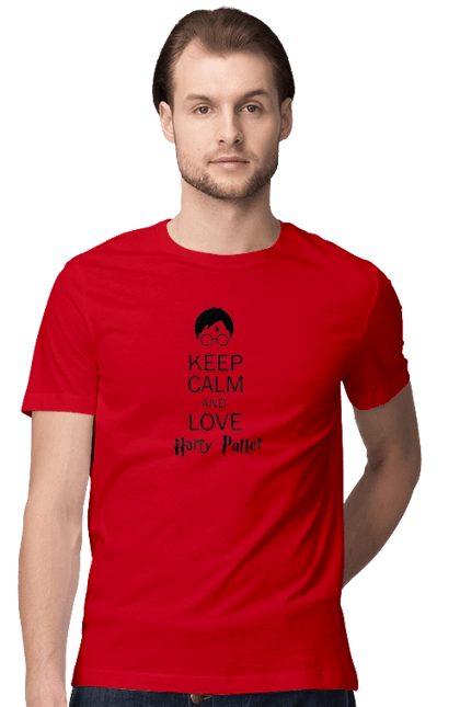 Men's t-shirt with prints Keep calm and love Harry Potter. Book, franchise, gryffindor, harry potter, hogwarts, keep calm, movie. 2070702