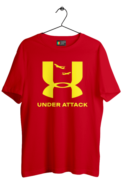 Футболка чоловіча з принтом "Under Attack yellow". Андер армор, бренди, гумор, приколи, прикольні, ундер армор. 2070702