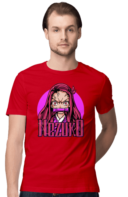 Men's t-shirt with prints Demon Slayer Nezuko. Anime, demon slayer, kimetsu no yaiba, manga, nezuko, serial. 2070702