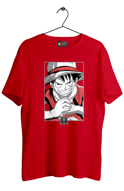 Men's t-shirt with prints One Piece Luffy. Anime, luffy, manga, monkey de luffy, one piece, pirates. 2070702