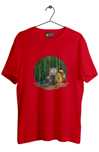 Футболка чоловіча з принтом "Кіт програміст". Angular, c, css, html, it, javascript, jquery, php, python, react, svelt, vue, айтишник, айті, гумор, код, кодувати, прогер, програміст, програмісти, ти ж, ти ж програміст, тиж програміст. 2070702