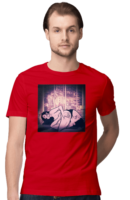 Футболка чоловіча з принтом "Дорослі Ігри На Тлі Міста". Гола, кохання, лизати, трусики. 2070702