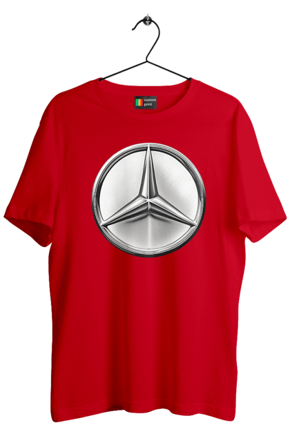 Футболка чоловіча з принтом "Mercedes Benz Лого Металік". Авто, автомобіль, логотип мерседес, машини, мерс, мерседес. 2070702