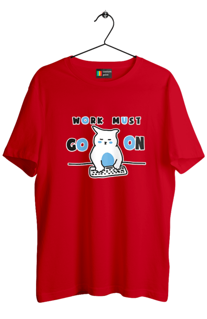 Футболка чоловіча з принтом "Робота не вовк". Айті, кіт, коти, котики, робота. 2070702