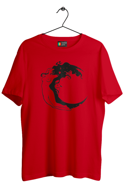 Men`s t-shirt with prints Moon girl. Cosmic, girl, moon, space, stars. 2070702