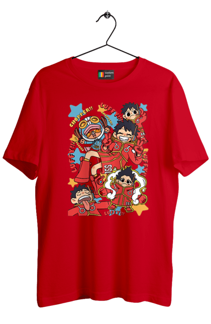 Men's t-shirt with prints One Piece Luffy. Anime, luffy, manga, monkey de luffy, one piece, pirates. 2070702