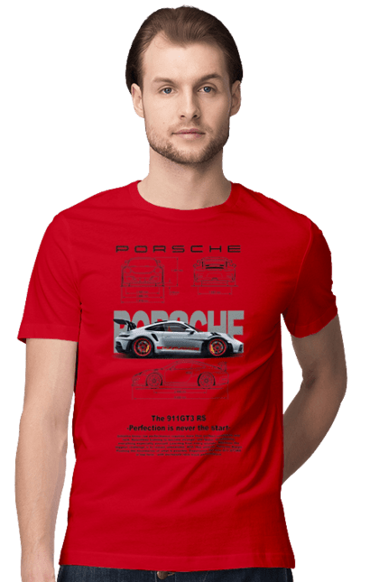 Men's t-shirt with prints Porsche 911 GT3 RS. Auto, automobile, car, porsche, porsche 911, sport, sports car. 2070702