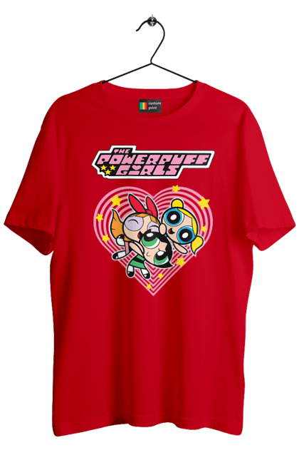 Men's t-shirt with prints Powerpuff Girls. Animated series, blossom, bubbles, buttercup, cartoon network, cool girls, heart, powerpuff girls. 2070702