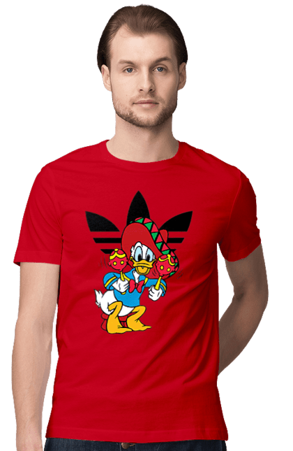 Футболка чоловіча з принтом "Adidas Дональд Дак". Adidas, daisy duck, donald duck, адідас, дейзі дак, дональд дак, мультсеріал, мультфільм. 2070702