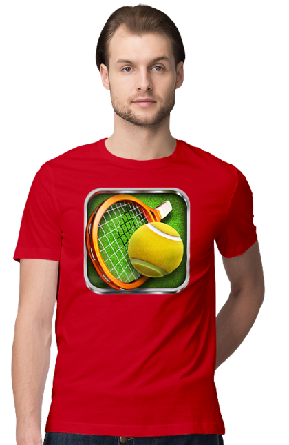 Футболка чоловіча з принтом "Теніс". Великий теніс, гравці, лондон, м`яч, призовий фонд, ракетка, спонсор, турнір на ґрунті, турнір на траві, турнірна сітка. 2070702