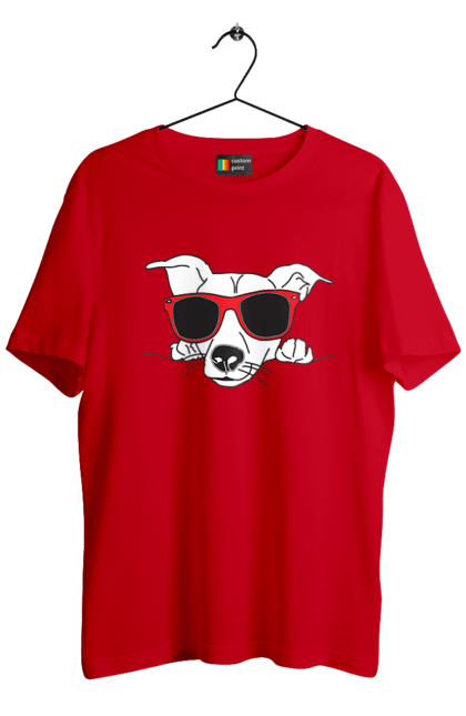 Men`s t-shirt with prints The Dog Peeks Out. Dog, glasses, peep out. 2070702