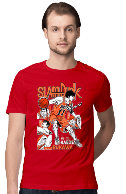 Men's t-shirt with prints Slam Dunk Kaede Rukawa. Anime, basketball, comedy, kaede rukawa, manga, school, shonen, slam dunk, sports anime. 2070702