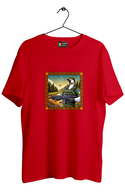 Футболка чоловіча з принтом "Гусячий десант". Біологічна зброя, бойові гуси, військовий гусак, гусячий десант, зброєні сили, прапор, символіка, україна. 2070702