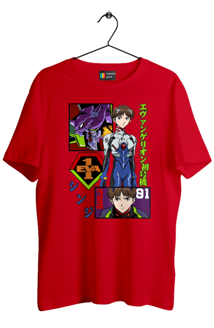 Men's t-shirt with prints Evangelion. Angel, anime, eva 01, evangelion, manga, neon genesis evangelion, shinji. 2070702