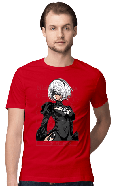 Men's t-shirt with prints Nier: Automata 2B. Character, executioner, game, nier: automata, platinum games, video game, yorha. 2070702