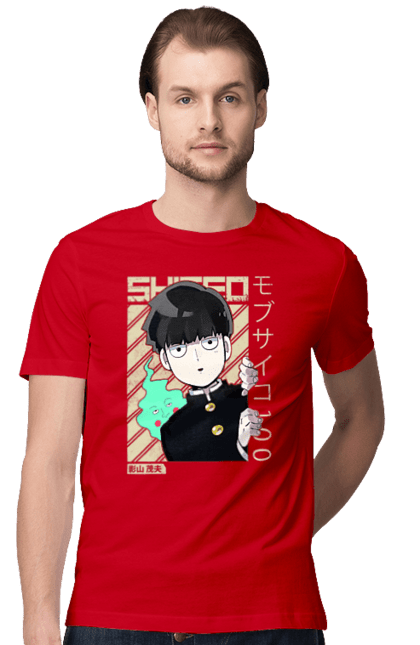 Футболка чоловіча з принтом "Mob Psycho 100". Anime, manga, mob psycho 100, shigeo kageyama, аніме, манга, моб, моб-вар ят 100, сігео кагеяма, шіґео каґеяма. 2070702