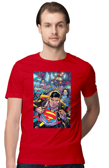 Футболка чоловіча з принтом "Супермен". Action, comics, detective comics, superheroes, superman. CustomPrint.market
