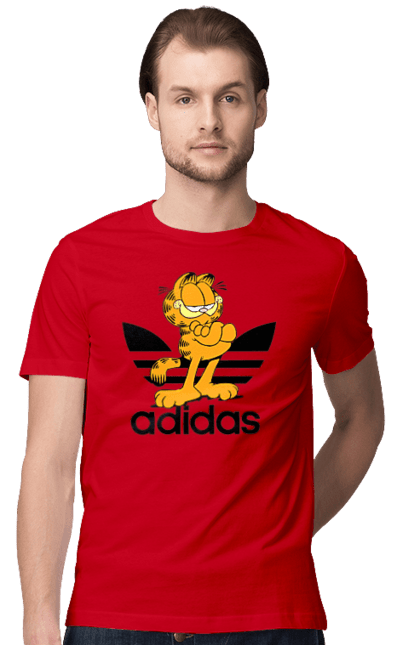 Футболка чоловіча з принтом "Adidas Гарфілд". Adidas, garfield, адідас, гарфілд, голод, кінокомедія, кіт, комедія, фільм. 2070702