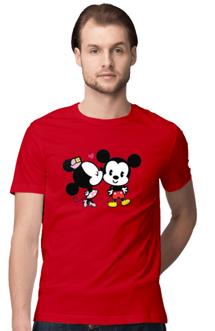 Футболка мужская с принтом Микки Маус и Минни Маус. Mickey mouse, minnie mouse, дисней, микки, микки маус, минни маус, мультфильм. 2070702