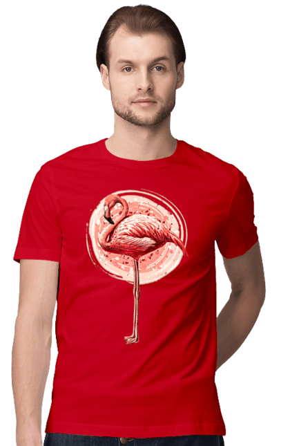 Футболка чоловіча з принтом "Фламінго Арт". Рожеве фламінго, тварина, фламінго. 2070702