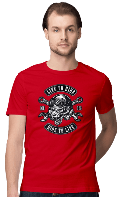 Men`s t-shirt with prints Live To Ride, Tiger. Moped, tiger, to ride. 2070702