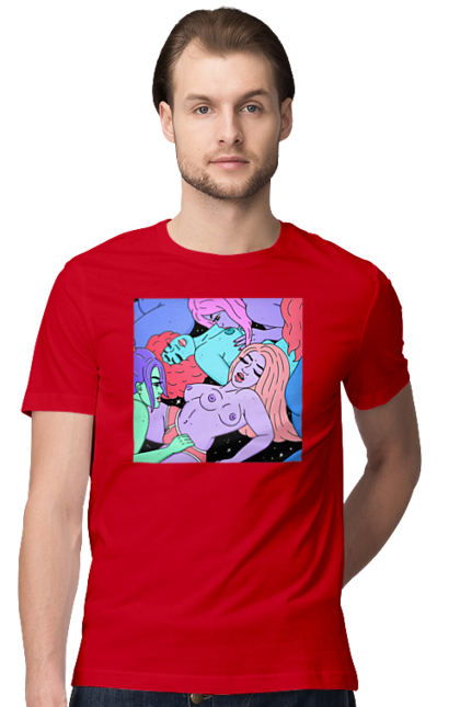 Футболка чоловіча з принтом "Дівчата Інопланетянки". Дівчата, інопланетянки, космос, різнокольорові. 2070702