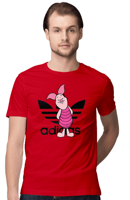 Футболка мужская с принтом Adidas Пятачок. Adidas, piglet, адидас, винни-пух, мультфильм, пятачок. 2070702