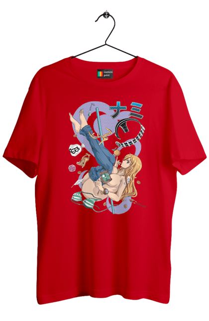 Men's t-shirt with prints One Piece Nami. Anime, cat burglar, manga, nami, one piece, straw hat pirates. 2070702