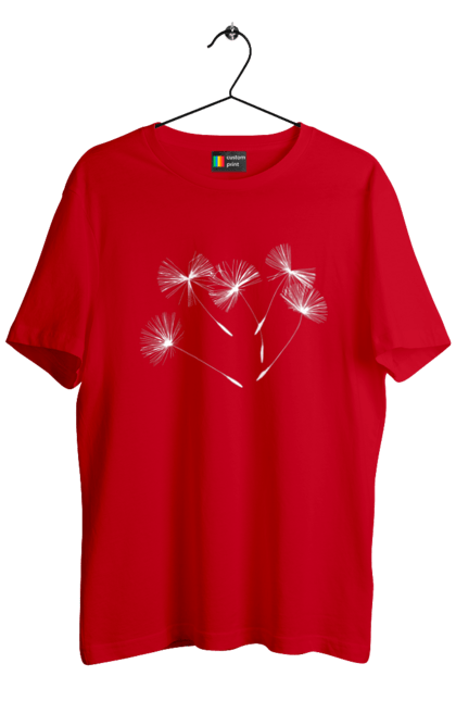 Футболка чоловіча з принтом "Насіння кульбаби". Вітер, кульбаба, кульбаби, літають, літо, насіння, політ, природа, сезон. 2070702