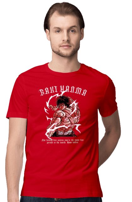 Men's t-shirt with prints Hanma Baki. Anime, baki fighter, hanma baki, manga, martial arts, tv series. 2070702