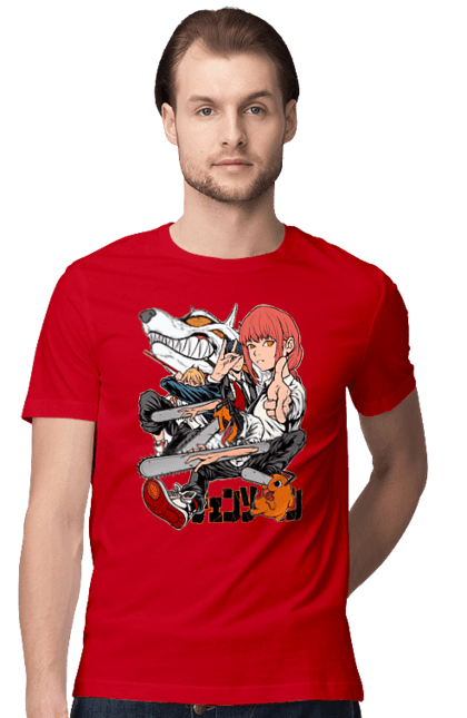 Men's t-shirt with prints Chainsaw Man. Anime, chainsaw man, demon, denji, manga, pochita, shonen. 2070702