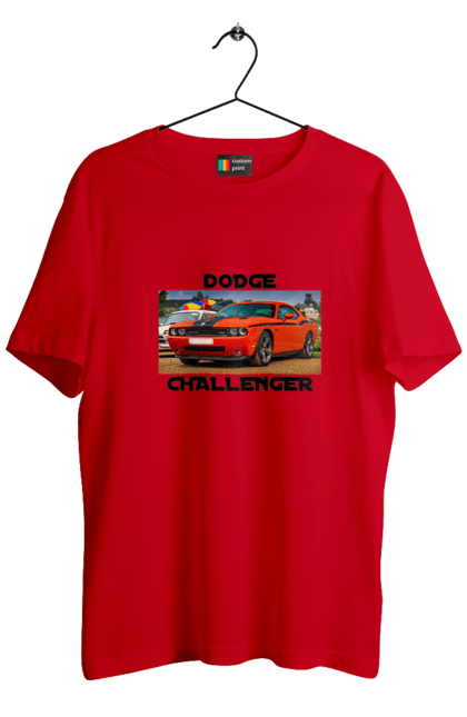 Футболка чоловіча з принтом "Додж челенджер". Авто, автомобіль, американська легенда, додж челенджер, класичне авто, культовий автомобіль, масл кар, потужний автомобіль. 2070702