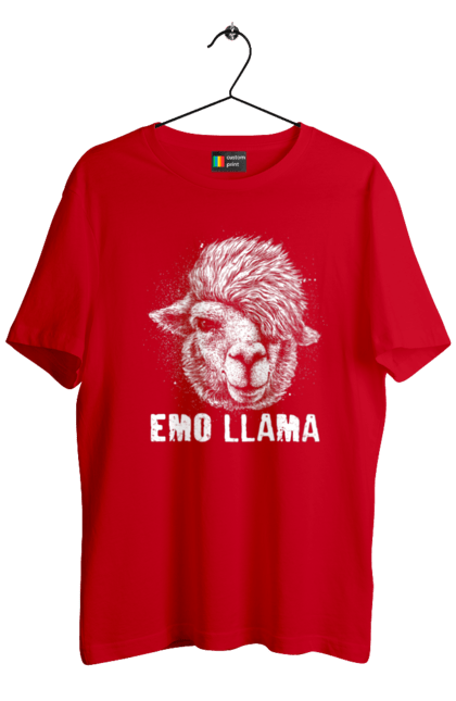 Футболка чоловіча з принтом "Емо Лама". Alpaca, animals, distressed, emo, funny, llama, vintage, емо, лама. 2070702