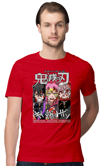 Men's t-shirt with prints Demon Slayer Obanai Mitsuri Tengen. Anime, demon slayer, iguro, kimetsu no yaiba, manga, mitsuri, obanai, tengen. 2070702