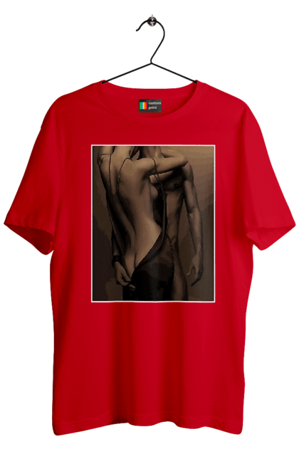 Футболка чоловіча з принтом "Інтрига". Взаємність, захоплення, інтрига, любов, неможливо встояти, секс, чоловік і жінка. 2070702