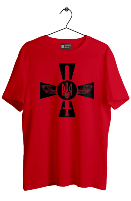 Футболка чоловіча з принтом "Україна герб". Герб, крила, меч, україна. 2070702