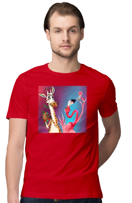 Giraffe And Flamingo At The Party