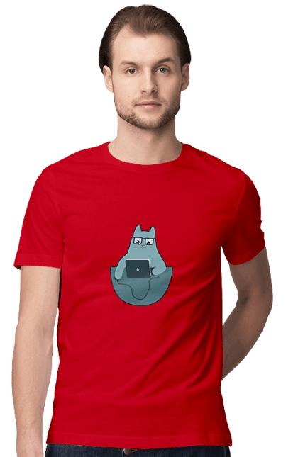 Футболка чоловіча з принтом "Кіт програміст". Angular, c, css, html, it, javascript, jquery, php, python, react, svelt, vue, айтишник, айті, гумор, код, кодувати, прогер, програміст, програмісти, ти ж, ти ж програміст, тиж програміст. 2070702